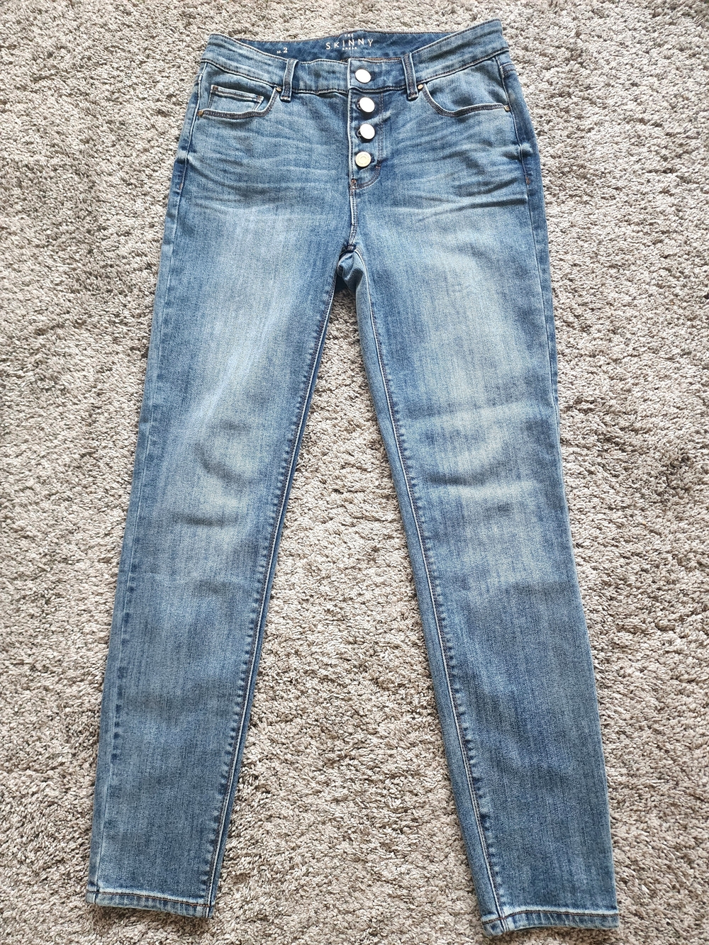 White House Black Market Light Blue Skinny Jeans with Button-Fly